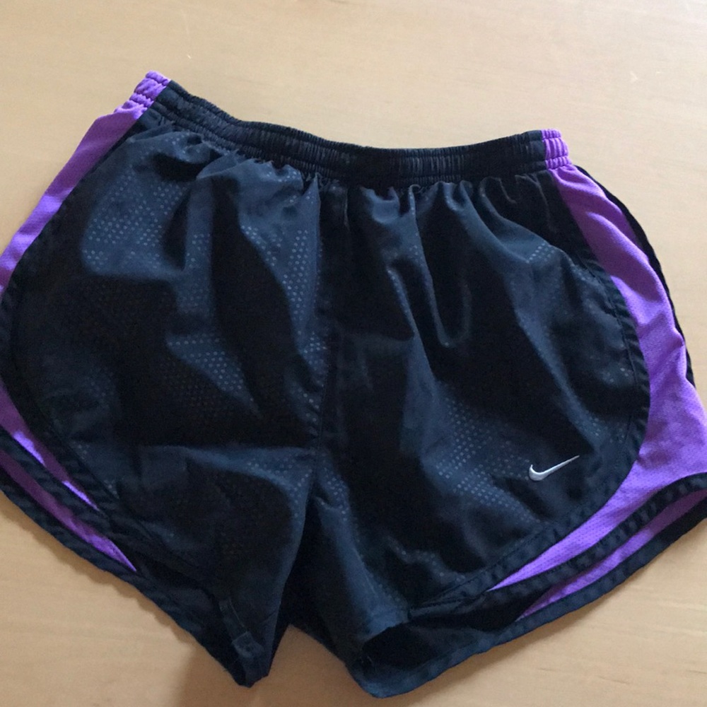 Nike running shorts, XS, black and purple